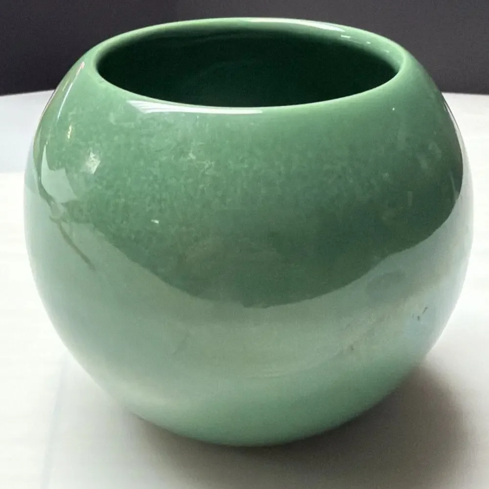 MCM Haeger Pottery Orb Spherical Ball Planter Vase As Is Green